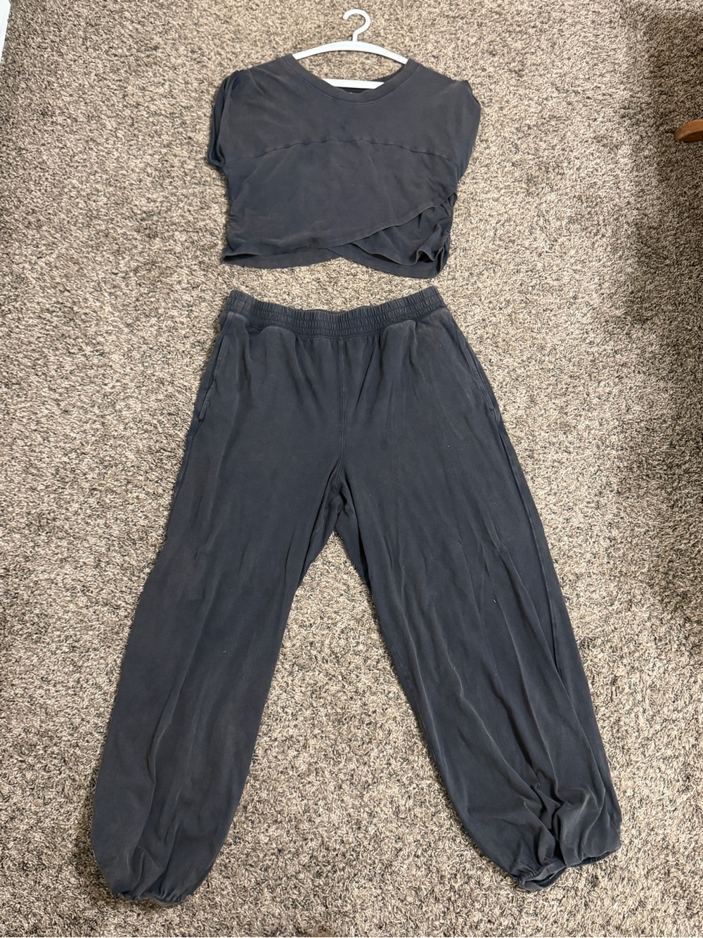Free People Black Relaxed Track Jogger Pants and top SET